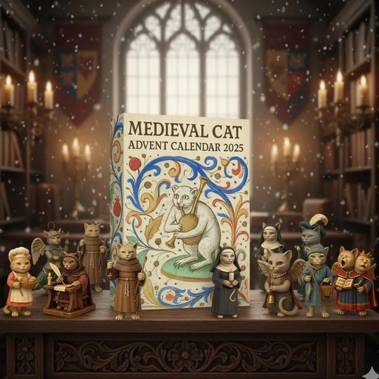 Discover Medieval Cat Advent Calendar 2025, 24 Days Countdown Medieval Renaissance Gifts, Christmas Decorations Countdown Box,  Holiday Gift Set
