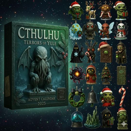 Discover Cthulhu Terrors Of Yule Advent Calendar 2025, 24 Days Christmas Countdown Mystical Creatures Calendar, 2D Flat Acrylic Christmas Gifts