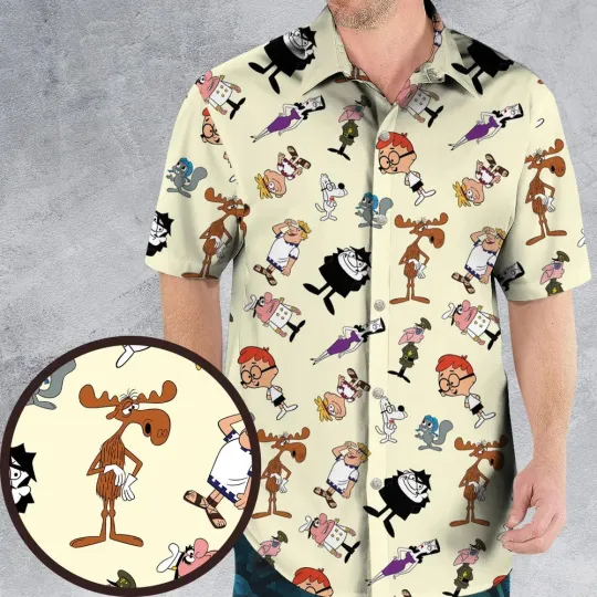 Discover 60s The Adventures Of Rocky And Bullwinkle and Friends Hawaiian Shirt
