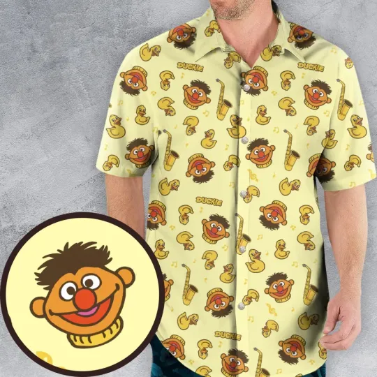Ernie and Rubber Duckie The Muppets Hawaiian Shirt