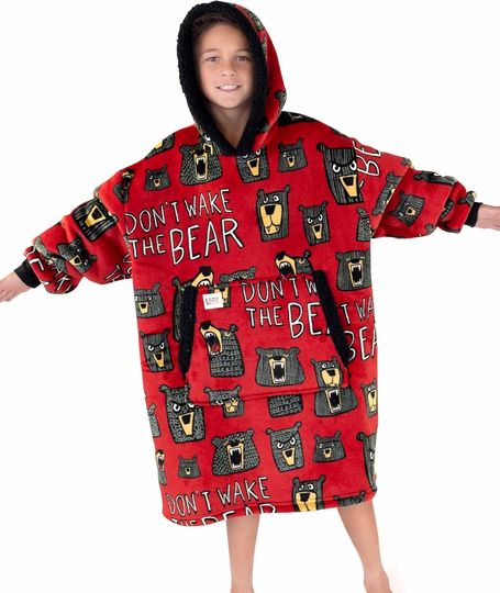 LazyOne Oversized Kid Blanket Hoodie for Girls and Boys, One Size Wearable Blanket