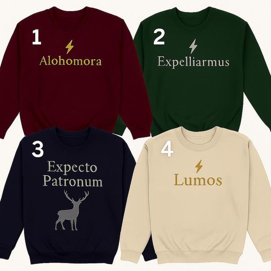 Discover Embroidered Spell Sweatshirt: Magical Words Crewneck - Fantasy Book Lover Gift