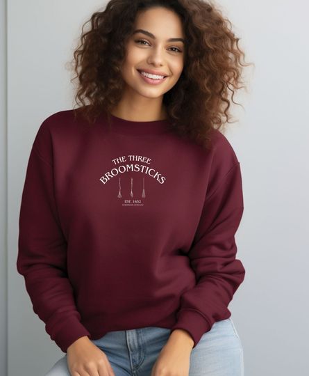 THREE BROOMSTICKS Embroidered Sweatshirt | Harry Potter Apparel | HOGWARTS Apparel | Hogwarts Merch | Harry Potter Merch | Hogwarts
