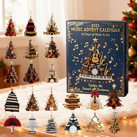 Discover Music Advent Calendar 2025, Unbox the Sound of Christmas Instrument Tree Ornaments, Gift for Musicians and Music Lovers