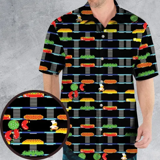 Discover BurgerTime Arcade Game Hawaiian Shirt