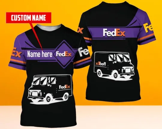 Discover Custom Name Fedd.Ex Truck 3D T-shirt for Delivery Driver Gift 2025