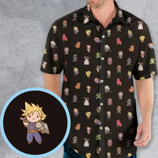 Final Fantasy Characters Pattern Hawaiian Shirt