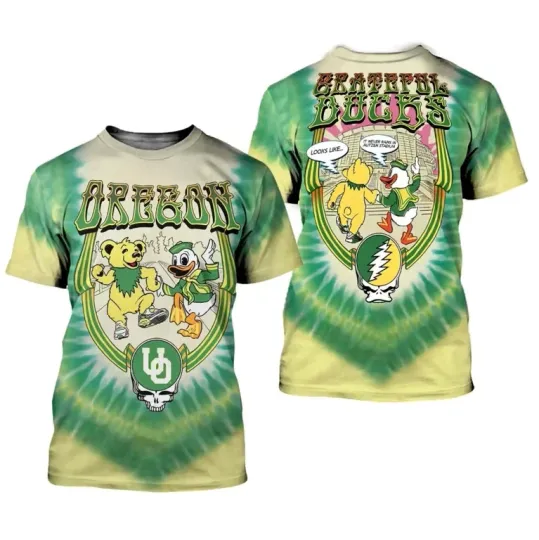 Discover Grateful Dad X Oregon Duck Bear & Mascot To Autzen 3D T-Shirt
