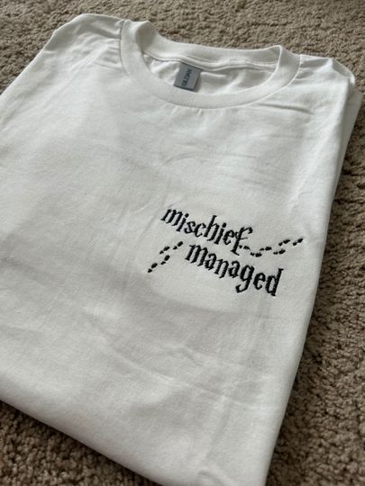 Discover Mischief Managed Embroidered Wizard T-shirt, Crewneck, or Hoodie