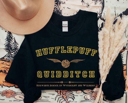 Hufflepuff Hogwarts Sweatshirt Embroidered, Wizard House Sweatshirt, Hogwarts House Embroidered Sweatshirt, Hufflepuff House Sweatshirt.