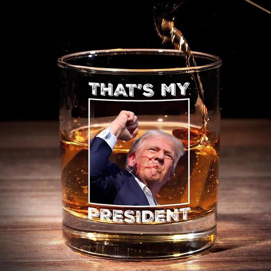 Christmas 47 President Trump Whiskey Glass, Groomsmen Gift, Election Politics Rock Glass