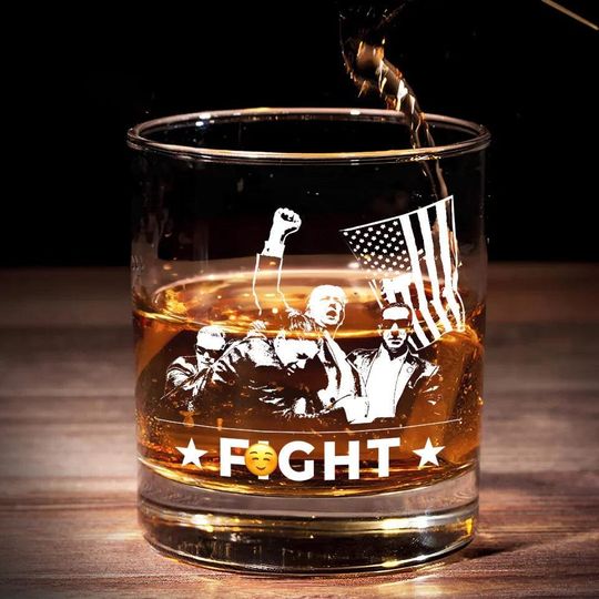 Discover President Trump Whiskey Glass, Fight To Return America, MAGA Gift, Supporter Glass, Beer and Wine Glass