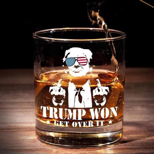 Discover Trump 2024 Whiskey Glass - 47th President, Trump Supporter Beer Mug and Wine Cup