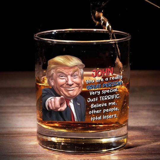 Discover Trump 2024 Whiskey Glass, Personalized Republican Gift, Funny Trump Gift for Men