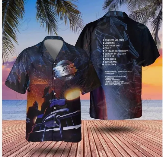 Rock Band ZZ Top Recycler Hawaiian Shirt Button Down Music Lovers Size