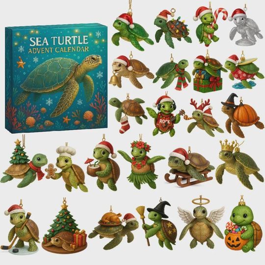 Sea Turtle Advent Calendar 2025, 24 Days of Iconic Marine Life Collectibles, Coastal Gift for Turtle Lovers and Ocean Enthusiasts