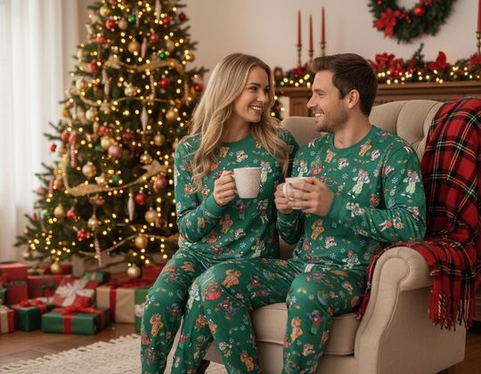 Discover Watercolor Muppets Christmas Carol Pajamas Set, Wherever You Find Love It Feels Like Christmas Sleepwear, Disney Couple Holiday Sleepwear
