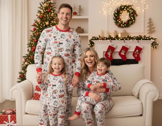 Discover Cozy Lightning Mcqueen Seasons Speedings Pajamas Set, Pixar Cars Christmas Sleepwear, Radiator Springs Matching PJs, Disney Christmas PJs