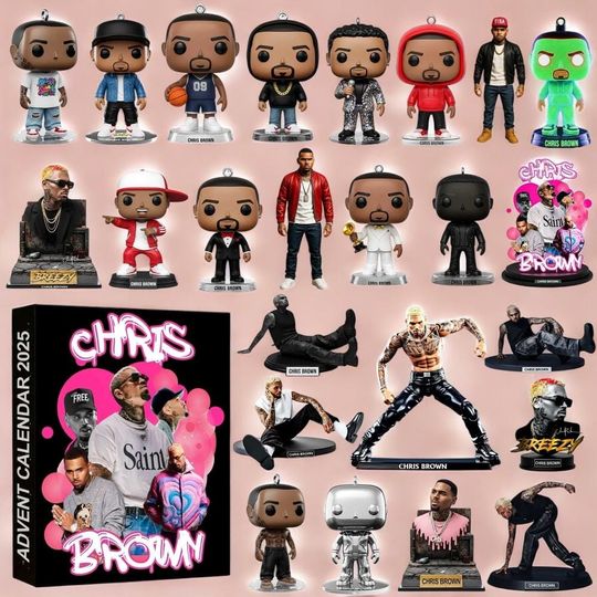 Chris Brown Advent Calendar 2025, 24 Days Countdown Collectible Figurines Set, Music Fan Holiday Gift