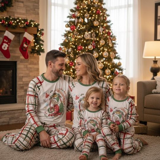 Discover Vintage Dopey Santa Raglan Pajama Set with Bow, Snow White and Seven Dwarfs Holiday Sleepwear, Disney Christmas PJs