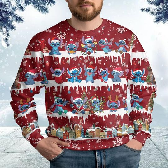 Discover Stitch Ugly Christmas Sweater, Lilo And Stitch Xmas Sweater, Disney Christmas Sweater, Xmas Holiday Gift