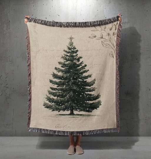Discover Religious Christmas 100% Cotton Woven Blanket, Christian Holiday Gift For Family Woven Throw, Farmhouse Decor Lover Tapestry, Winter Home.