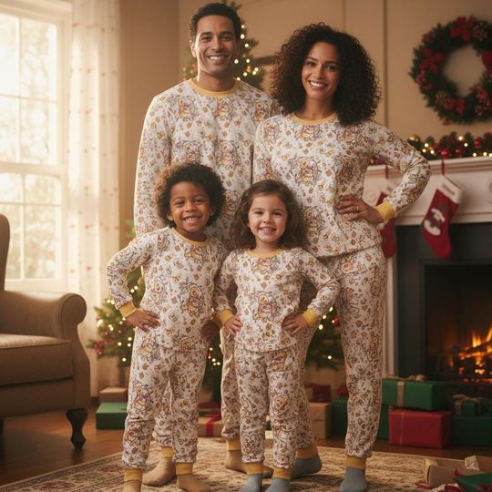 Discover Retro Winnie The Pooh Holiday Lights Pajama Set, Pooh Bear Sleepwear, Disney Christmas PJs, Merry Christmas 2025 Gift