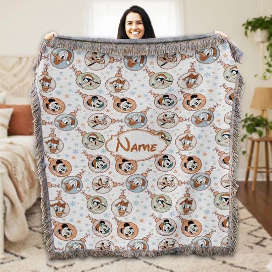 Discover Personalized Mickey and Friends Christmas Woven Blanket Mickey Minnie Woven Blanket Custom Disneyland Christmas Blanket Xmas Gift 24