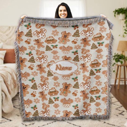 Discover Personalized Disneyland Christmas Woven Blanket Custom Mickey And Friends Christmas Blanket Christmas Blanket Throw Christmas Home Decor