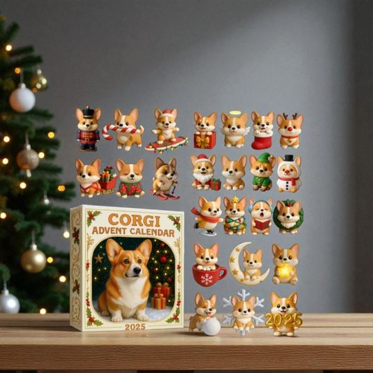 Discover Corgi Advent Calendar 2025, 24 Day Acrylic Ornament Box, Cute Dog Christmas Countdown Gift, Holiday Decor for Pet Lovers