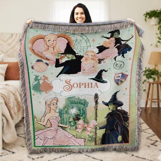 Personalized Wicked Woven Blanket Elphaba Glinda Blanket Change For Good Fan Gift Blanket Musical Christmas Blanket Bedding Throw Blanket