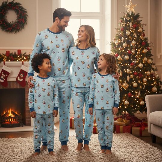 Discover Funny Winnie The Pooh Snow Globe Christmas Pajama Set, Pooh and Friends Family Matching Sleepwear
