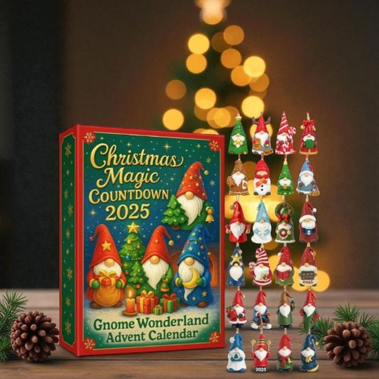 Discover Christmas Magic Countdown 2025, Gnome Wonderland Advent Calendar, 24 Day Acrylic Ornament Box, Holiday Gnome Decor Gift Set