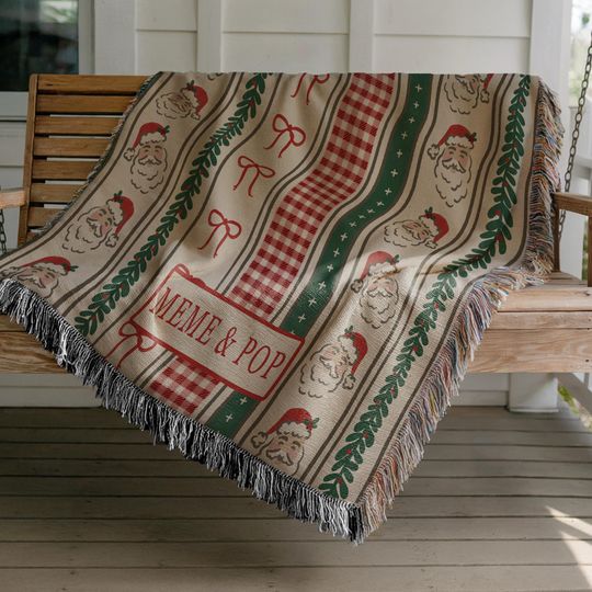Discover Personalized Christmas Woven Throw Blanket: Christmas Holiday Tapestry  Decor