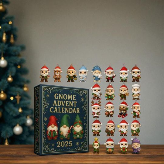 Discover Gnome Advent Calendar 2025, 24 Day Acrylic Ornament Countdown Box, Cute Christmas Gnome Decor, Holiday Gift Set for Home Display