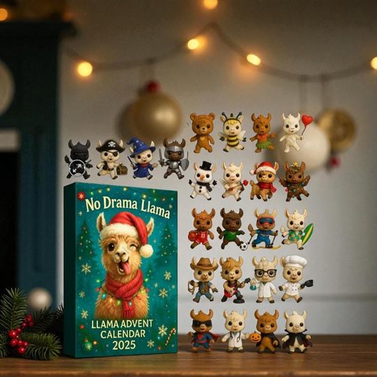 Discover Drama Llama Advent Calendar 2025, 24 Day Acrylic Ornament Countdown Box, Cute Llama Christmas Gift, Funny Holiday Decor Set