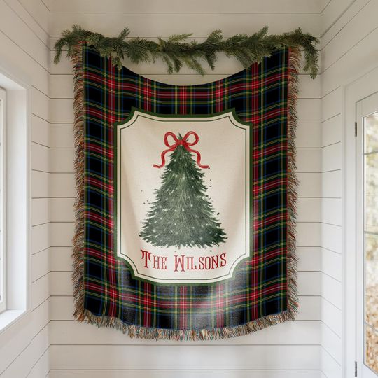 Discover Personalized Christmas Blanket Family, Christmas Gift, Family Name Blanket for Xmas, Christmas Woven Blanket, Xmas Decoration Family Gift