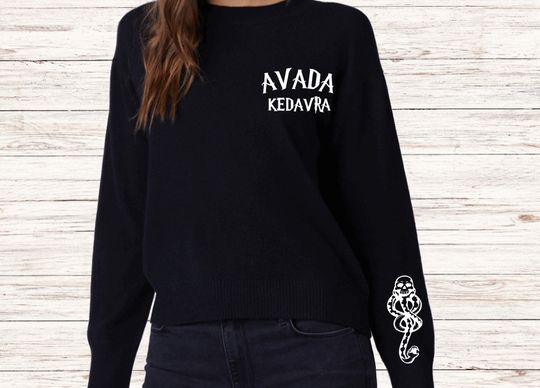 Discover Avada Kedavra Dark Mark Crewneck Sweater, HP Womens Sweater, Cozy Pullover Sweatshirt, Death eater Sweater, Womens Apparel, Gift for Women
