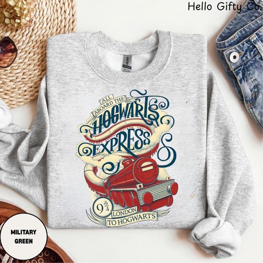 Hogwarts Express Wizard School Sweatshirt, Fantasy Magic Train Sweatshirt, Harry Potter Fan Gift, Bookish Merch, Fall Thanksgiving Sweater