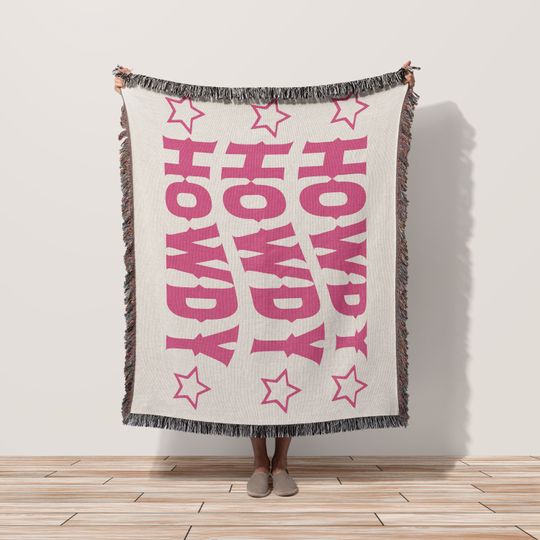 Discover Howdy Woven Throw Blanket | Pink or Black | Country Western Cowgirl Aesthetic | Nashville Bash Decor | Christmas gift for sister, bestie