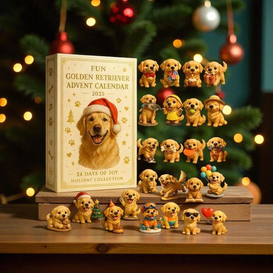 Discover Golden Retriever Advent Calendar 2025: 24 Acrylic Christmas Ornaments