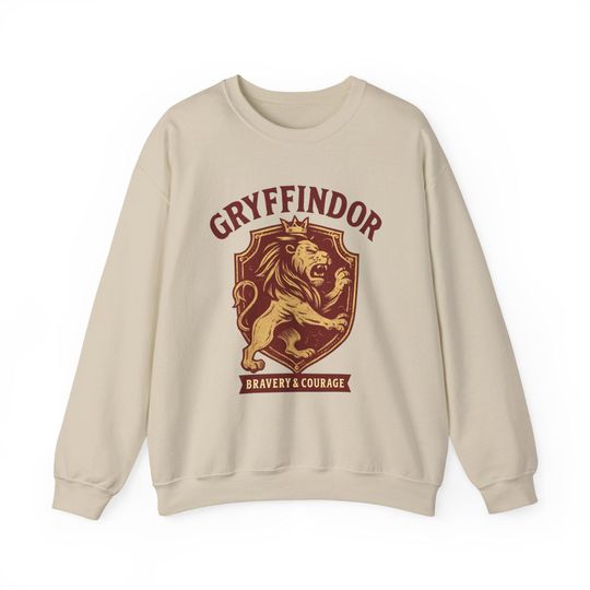 Gryffindor Crewneck Sweatshirt - Cozy Unisex Sweater, Perfect Gift for Harry Potter Fans, Casual Wear, Hogwarts Apparel, Bravery & Courage