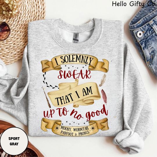 Harry Potter Fan Sweatshirt Wizard, Fall Funny Fantasy Magic Wand Sweat, School of Witchcraft and Wizardry, Maradeur's Map, I Solemnly Swear