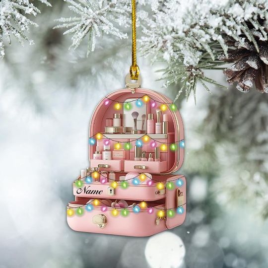 Discover Personalized Makeup Box Christmas Ornament, Cosmetic Bag Christmas Ornament, MUA Ornament, Makeup Artist Ornament Holiday Gift TD-1107-71MF