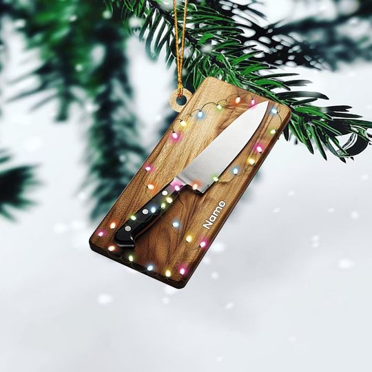 Discover Personalized Chopping Board Knife Christmas Ornament, Cutting Board Ornament, Cooking Ornament, Kitchen Ornament, Chef Ornament TD-1107-VRF1