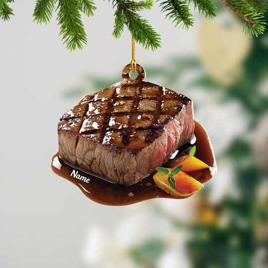 Discover Christmas Steak Ornament, Christmas Tree Ornament Decor, Food Ornament Lover Gift, Christmas Hanging Ornament Gift ID-1107-0ZEQ