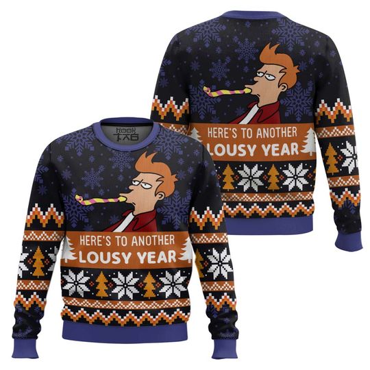 Discover Christmas Ugly Sweater Men's Autumn/Winter Round Neck Hoodie Long Sleeve Cartoon Personality Philip J.Fry Happy Festival Party