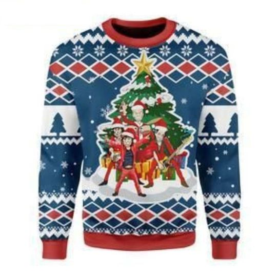 2026 new men's holiday sweater Santa Claus big discount round neck long sleeved sweater men's top fashion party