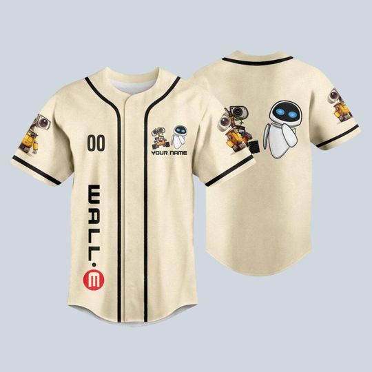 Discover Personalized Wall E And Eve Baseball Jersey, Disney Robot Jersey Shirt, Disney Autobot Football Jersey