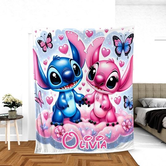Discover Personalized Stitch Blanket Lilo Stitch Blanket Stitch Birthday Gifts Angel Stitch Christmas Gifts